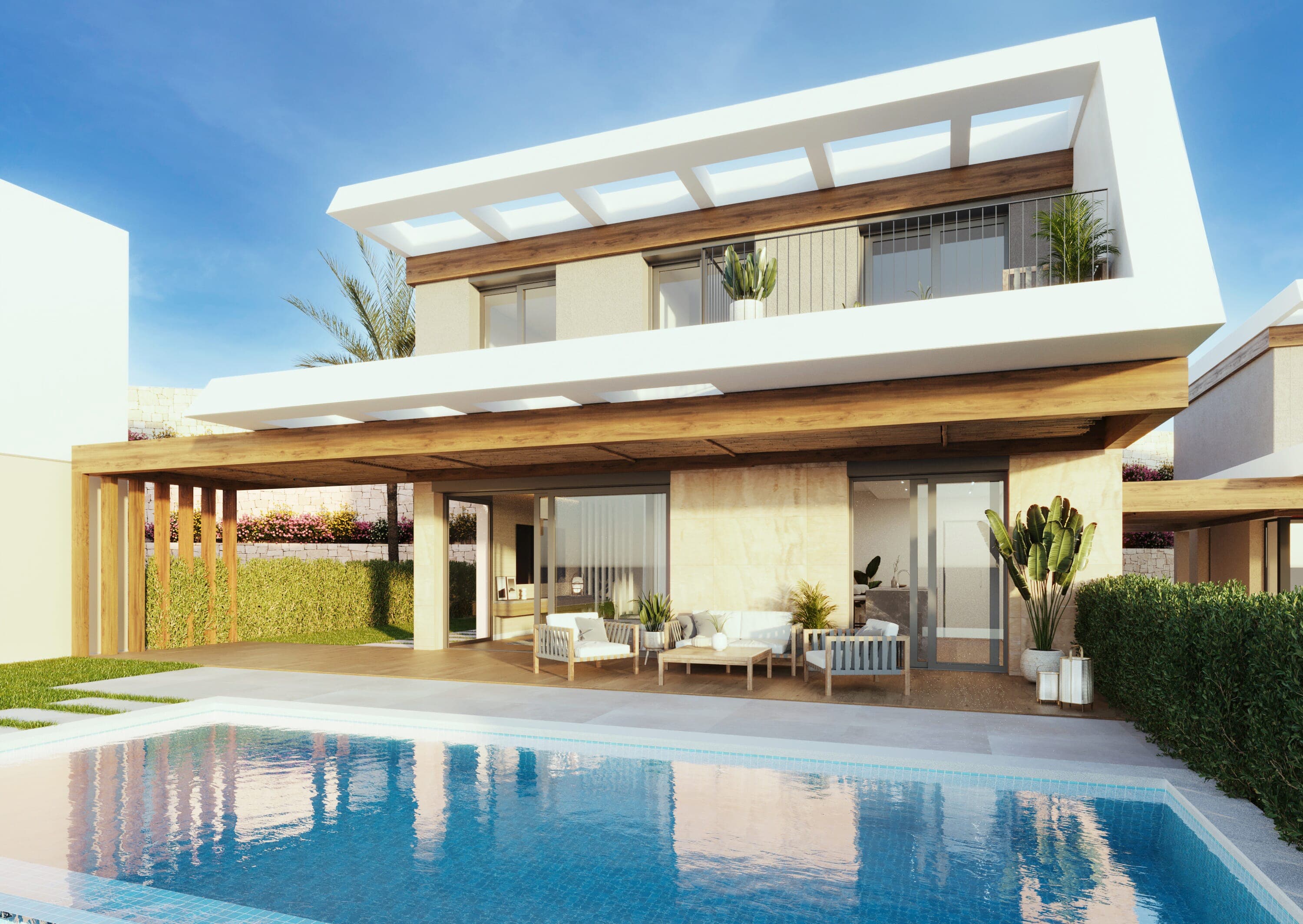 Luxuriöse Villen mit Panoramablick auf Meer und Berge in Polop, nur wenige Minuten von Altea und Benidorm entfernt.